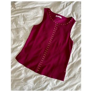NWOT Fuchsia Tank with Mini Gold Stud Details